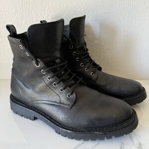 All Saints Whitmore Black Leather Combat Boots Size 45 Portugal AllSaints Black Boots for Men | eBay main image 4